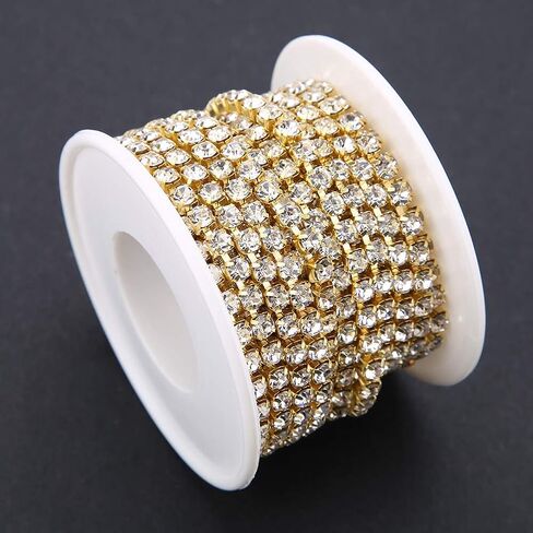Rhinestone Chain, Crystal Chain, for DIY Crafts, Wedding Decorations(Golden) in Saudi Arabia
