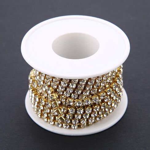 Rhinestone Chain, Crystal Chain, for DIY Crafts, Wedding Decorations(Golden) in Saudi Arabia