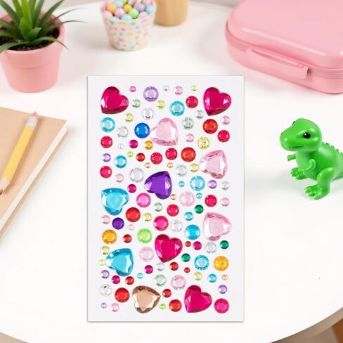 5 Piece Acrylic Rhinestone Gem Stickers for Crafts Self-Adhesive, Multicolored in Saudi Arabia