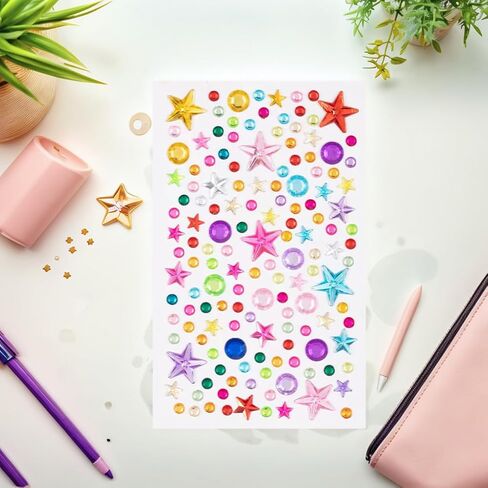 5 Piece Acrylic Rhinestone Gem Stickers for Crafts Self-Adhesive, Multicolored in Saudi Arabia