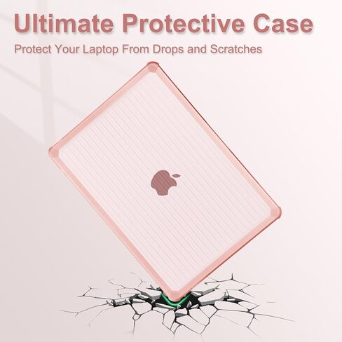 MOSISO Compatible with MacBook Air 13 inch Case 2025-2022 M4 A3240 M3 A3113 M2 A2681, Anti-Cracking Heavy Duty Horizontal Stripe TPU Bumper Hard Case&Keyboard Skin&Screen Film for Mac Air 13.6, Pink in Saudi Arabia