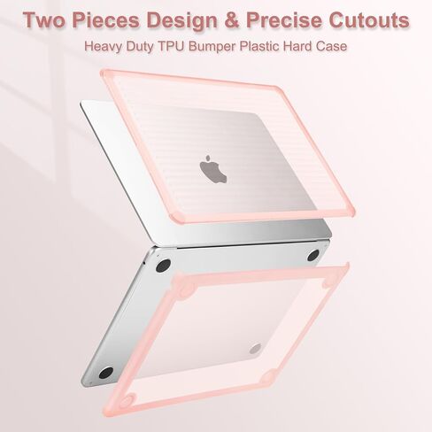 MOSISO Compatible with MacBook Air 13 inch Case 2025-2022 M4 A3240 M3 A3113 M2 A2681, Anti-Cracking Heavy Duty Horizontal Stripe TPU Bumper Hard Case&Keyboard Skin&Screen Film for Mac Air 13.6, Pink in Saudi Arabia