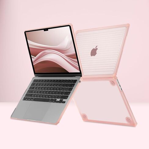 MOSISO Compatible with MacBook Air 13 inch Case 2025-2022 M4 A3240 M3 A3113 M2 A2681, Anti-Cracking Heavy Duty Horizontal Stripe TPU Bumper Hard Case&Keyboard Skin&Screen Film for Mac Air 13.6, Pink in Saudi Arabia