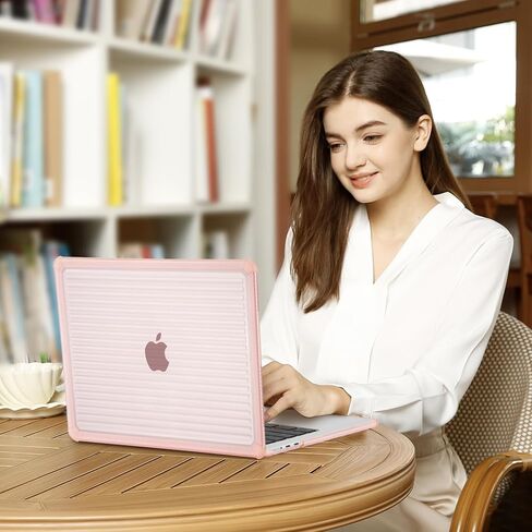 MOSISO Compatible with MacBook Air 13 inch Case 2025-2022 M4 A3240 M3 A3113 M2 A2681, Anti-Cracking Heavy Duty Horizontal Stripe TPU Bumper Hard Case&Keyboard Skin&Screen Film for Mac Air 13.6, Pink in Saudi Arabia