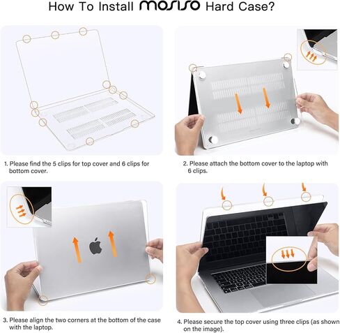 حافظة MOSISO متوافقة مع جهاز MacBook Air 15 بوصة إصدار 2023، شريحة A2941 M2، غطاء بلاستيكي صلب وحقيبة رأسية وغطاء لوحة مفاتيح وواقي شاشة وحقيبة تخزين، شفاف كريستالي ورمادي in Kuwait