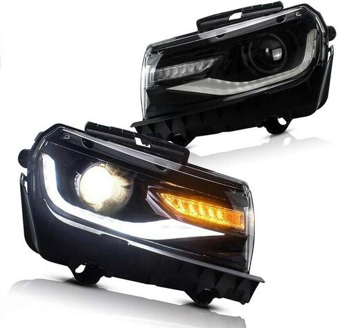 طقم المصد الأمامي FREEMOTOR802 + المصابيح الأمامية يناسب 2014-2015 شيفروليه كامارو LT SS (ليس LS/Z28/ZL1/Xenon/RS)، نمط 1LE غير مطلي PP من الجيل الخامس إلى السادس طقم تحويل غطاء المصد الأمامي الكامل in Saudi Arabia