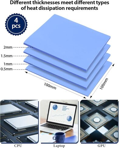 UCEC 30PCS Silicone Thermal Pads GPU, Reusable CPU Thermal Pad GPU Thermal Pads SSD Thermal Pad, Conductive Heatsink 0.5/1.5/ 1mm Thermal Pad for Chip LED IC Heat Conduction, Blue in Kuwait