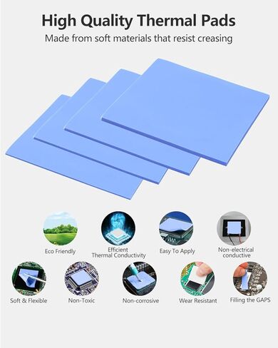 UCEC 30PCS Silicone Thermal Pads GPU, Reusable CPU Thermal Pad GPU Thermal Pads SSD Thermal Pad, Conductive Heatsink 0.5/1.5/ 1mm Thermal Pad for Chip LED IC Heat Conduction, Blue in Kuwait