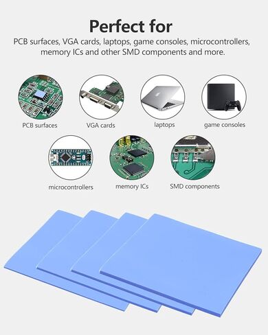 UCEC 30PCS Silicone Thermal Pads GPU, Reusable CPU Thermal Pad GPU Thermal Pads SSD Thermal Pad, Conductive Heatsink 0.5/1.5/ 1mm Thermal Pad for Chip LED IC Heat Conduction, Blue in Kuwait
