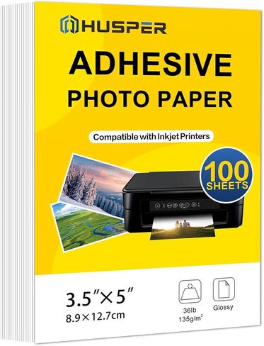 ورق صور لاصق ذاتي مقاس 4 × 6 بوصات ورق لاصق لامع للطابعة النافثة للحبر 100 ورقة 135 جرامًا لكل متر مربع 36Ib حبر صبغ فقط in Kuwait
