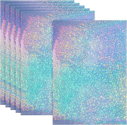 PATIKIL 12x8 Inch Printable Holographic Sticker Paper, 6 Sheets Vinyl Sticker Paper A4 Waterproof Quickly Sticker for Laser Printer Inkjet Printer, Fine Dot Pattern in Saudi Arabia