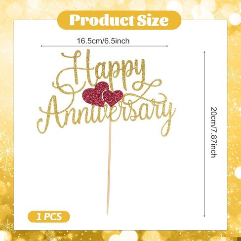 Glittery Happy Anniversary Cake Topper, Gold Glitter Fabulous Anniversary Cake Pick Cheers Anniversarys Cakes Decoration Company Anniversarys Party Decoration for Celebrating Party AnniversaryDecor in Saudi Arabia