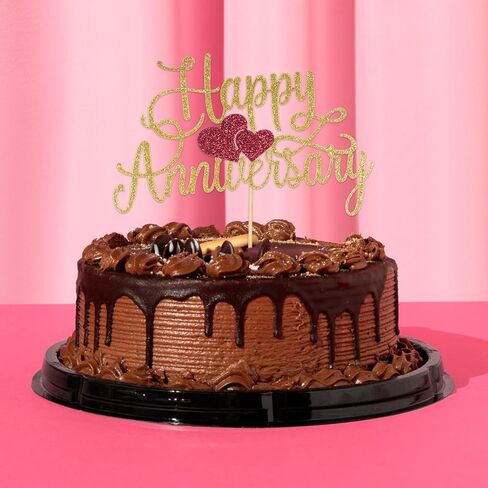 Glittery Happy Anniversary Cake Topper, Gold Glitter Fabulous Anniversary Cake Pick Cheers Anniversarys Cakes Decoration Company Anniversarys Party Decoration for Celebrating Party AnniversaryDecor in Saudi Arabia