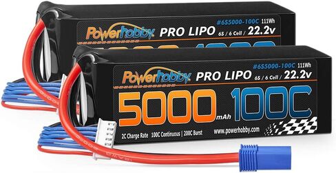 Powerhobby 6s 22.2v 5000mah 100c Lipo Battery w EC5 Plug 6-Cell Soft Case (2 Pack) : Fits : Helicopter Heli Airplane Buggy Truggy Boat in Saudi Arabia
