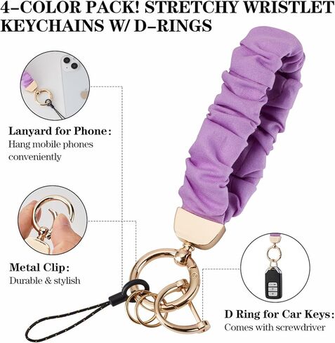 8 Set-Scrunchie Lanyard for Id Badges and Keys, Elastic Ruched Design,Unique Vintage Clasps,Stylish Styles Stretchy Teacher Lanyard for Women,Ideal Gift for Office,Teachers,Nurses in Saudi Arabia