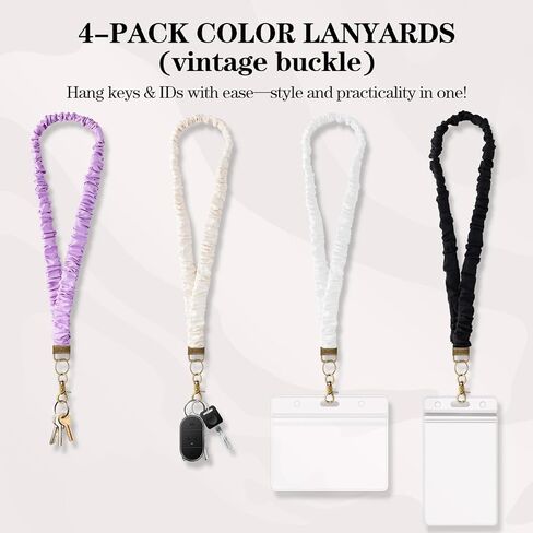 8 Set-Scrunchie Lanyard for Id Badges and Keys, Elastic Ruched Design,Unique Vintage Clasps,Stylish Styles Stretchy Teacher Lanyard for Women,Ideal Gift for Office,Teachers,Nurses in Saudi Arabia