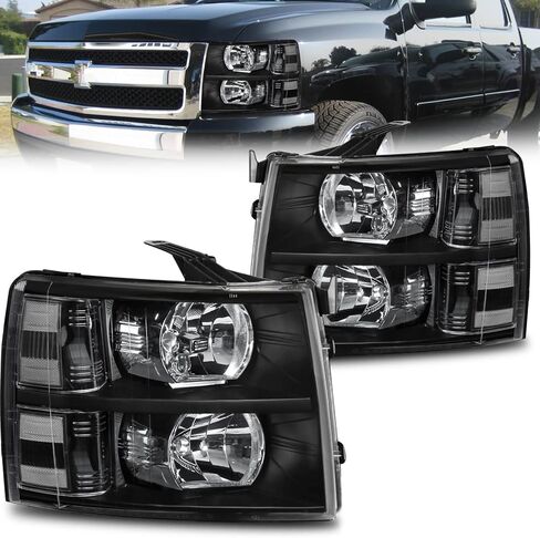 MOSTPLUS Headlight Assembly Compatible with 2007-2013 Chevy Chevrolet Silverado 1500 2500 3500 Front Lamp with Black Housing/Clear Lens/Clear Reflector in Saudi Arabia