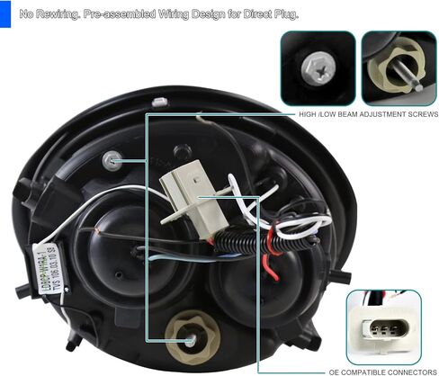 SPEC-D TUNING Chrome Housing Clear Lens Projector Headlights Compatible with 1998-2005 Volkswagen Beetle With Factory Halogen Headlight, Left + Right Pair Headlamps Assembly in Saudi Arabia