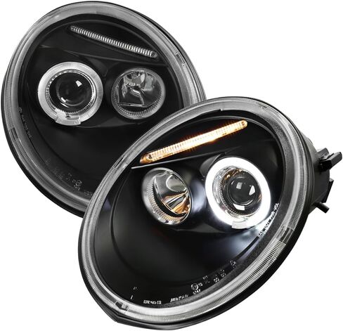 SPEC-D TUNING Chrome Housing Clear Lens Projector Headlights Compatible with 1998-2005 Volkswagen Beetle With Factory Halogen Headlight, Left + Right Pair Headlamps Assembly in Saudi Arabia