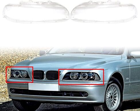 Cndoci37 اليسار واليمين واضح عدسة المصباح الأمامي غطاء كشافات قذيفة استبدال ل BMW 5 سلسلة E39 1996 1997 1998 1999 2000 2001 2002 2003 in Saudi Arabia