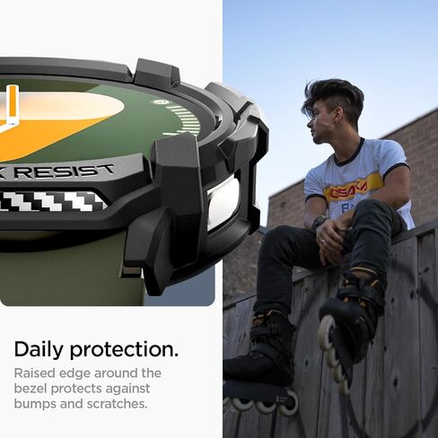 Spigen Rugged Armor مصمم لساعة Samsung Galaxy Watch 7 مقاس 44 ملم، جراب متين من مادة TPU لساعة Galaxy Watch 7 مقاس 44 ملم (2024) - أسود مطفي in Saudi Arabia