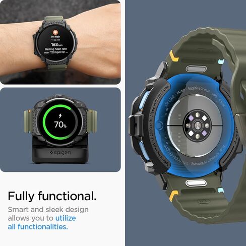 Spigen Rugged Armor مصمم لساعة Samsung Galaxy Watch 7 مقاس 44 ملم، جراب متين من مادة TPU لساعة Galaxy Watch 7 مقاس 44 ملم (2024) - أسود مطفي in Saudi Arabia