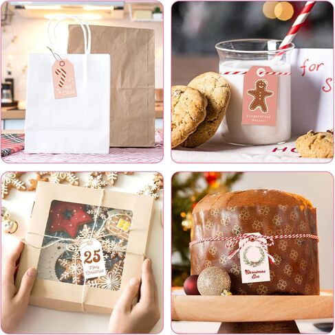 120Pcs Christmas Paper Gift Tags with Hemp Rope Pink Xmas Tree Snowman Santa Hanging Labels for Winter Gift Wrapping DIY Crafts Party Favor Decor, 12 Designs in Saudi Arabia