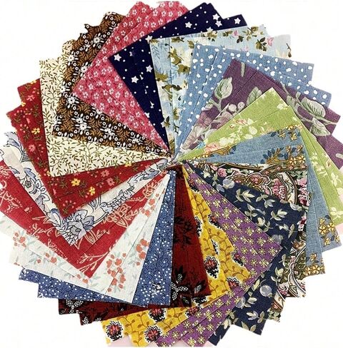 50pcs Dark Fabric Set DIY Patchwork 10x10cm for Handcraft DIY Assorted Colors for Sewing Crafts Clothing Handmade Printing (Multicolored) in Saudi Arabia