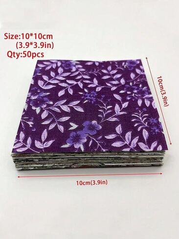 50pcs Dark Fabric Set DIY Patchwork 10x10cm for Handcraft DIY Assorted Colors for Sewing Crafts Clothing Handmade Printing (Multicolored) in Saudi Arabia