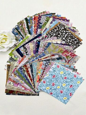 50pcs Dark Fabric Set DIY Patchwork 10x10cm for Handcraft DIY Assorted Colors for Sewing Crafts Clothing Handmade Printing (Multicolored) in Saudi Arabia