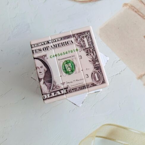 Dollar Bill Speed Cube 3x3 US Currency Design One Dollar Cube Puzzle Toy Smooth Turning Brain Teaser Cube (Hundred Dollar Cube) in Saudi Arabia