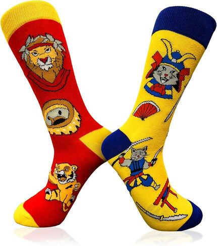 Fantasydice 2 Pairs of Dungeons and Dragons Fantasy Funny Crew Socks for Men Dnd Gifts Mens Socks Gifts Dragon Mimic Paladin Old Ones Novelty dnd Gift Blue Orange Gamer Gifts Size 8-12(EU 41-45) in Kuwait