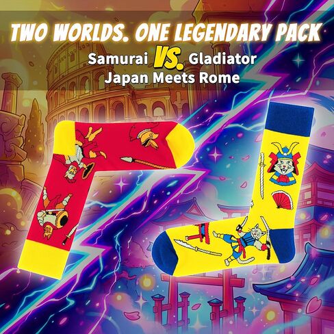 Fantasydice 2 Pairs of Dungeons and Dragons Fantasy Funny Crew Socks for Men Dnd Gifts Mens Socks Gifts Dragon Mimic Paladin Old Ones Novelty dnd Gift Blue Orange Gamer Gifts Size 8-12(EU 41-45) in Kuwait