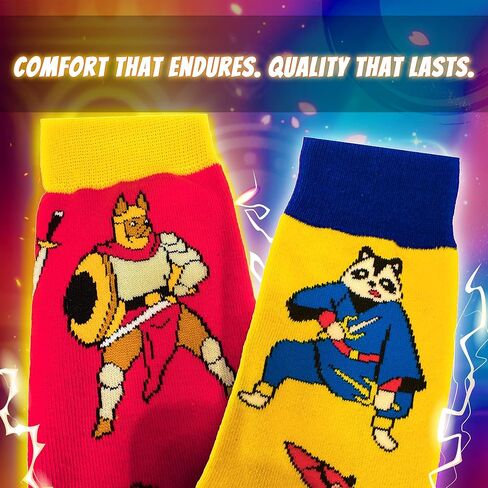 Fantasydice 2 Pairs of Dungeons and Dragons Fantasy Funny Crew Socks for Men Dnd Gifts Mens Socks Gifts Dragon Mimic Paladin Old Ones Novelty dnd Gift Blue Orange Gamer Gifts Size 8-12(EU 41-45) in Kuwait