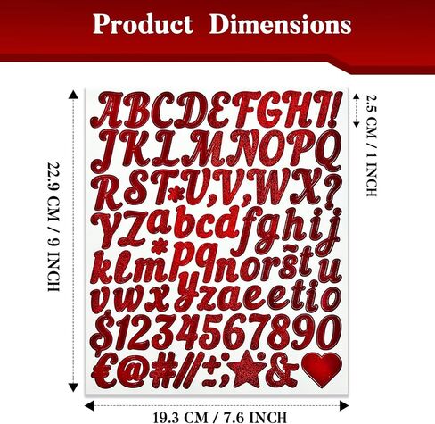 880 Small Glitter Alphabet Number Stickers,10 Sheets Glitter 1 Inch Self-Adhesive Vinyl Letters Sticker Decals for Scrapbooks,Greeting Cards,Holiday Parties,Envelopes - Red in Kuwait