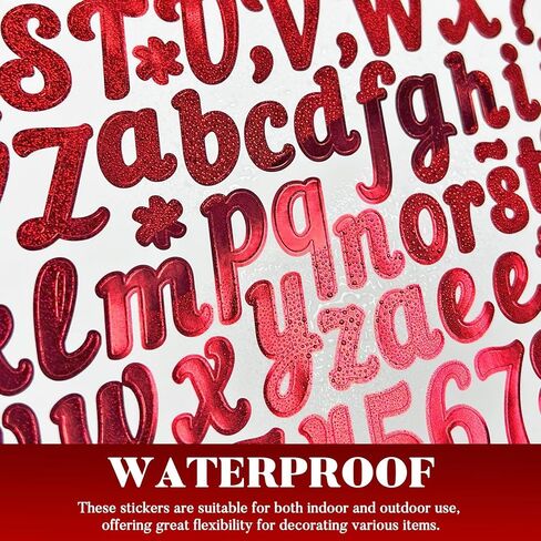 880 Small Glitter Alphabet Number Stickers,10 Sheets Glitter 1 Inch Self-Adhesive Vinyl Letters Sticker Decals for Scrapbooks,Greeting Cards,Holiday Parties,Envelopes - Red in Kuwait