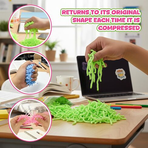 6pc Stretchy Fidget Toy, Colorful Sensory Fidget Worm Stretch Toys, Magic Worm Sticky Toy for Relieving Stress or Anxiety for Christmas Party Favors Stretchy Strings Toy & Stocking Stuffers in Saudi Arabia