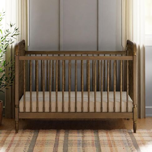 Namesake Liberty 3-in-1 Convertible Spindle Crib, Natural Walnut | GREENGUARD Gold & FSC Certified, Converts to Toddler Bed & Daybed, 4 Adjustable Heights, Toddler Conversion Kit Included in Saudi Arabia