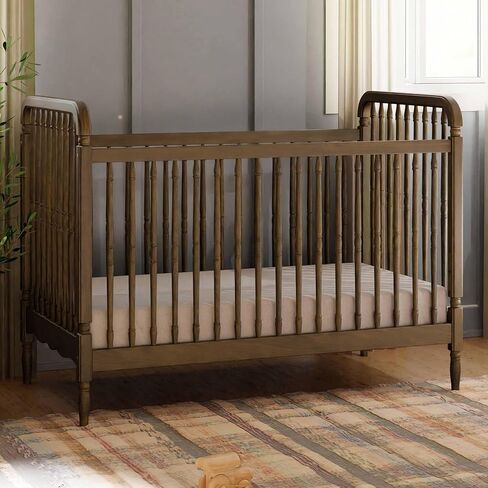 Namesake Liberty 3-in-1 Convertible Spindle Crib, Natural Walnut | GREENGUARD Gold & FSC Certified, Converts to Toddler Bed & Daybed, 4 Adjustable Heights, Toddler Conversion Kit Included in Saudi Arabia