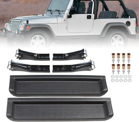 2PCS Side Step Running Board Compatible with 1997-2006 TJ Wrangler 2.4L 4.0L L6 Gas Side Step Nerf Bar Black PW4511 in Saudi Arabia