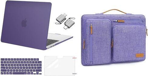 MOSISO Compatible with MacBook Air 13 inch Case 2024-2022 M3 A3113 M2 A2681 Touch ID, Plastic Hard Case&Keyboard Skin&Screen Film&Type C Adapter for MacBook Air 13.6 inch&Bag, Imperial Purple&Purple in Saudi Arabia