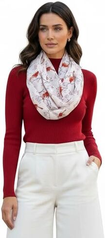 Etwoa's Cardinal Birds Infinity Scarf Circle Scarf Loop Scarf in Kuwait