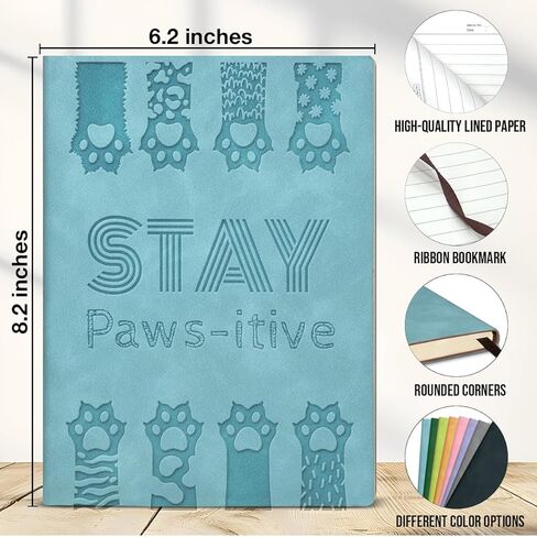دفتر ملاحظات Funny Stay Pawsitive هدية تشجيعية إيجابية لمحبي القطط - مجلة ملهمة - أخضر داكن in Saudi Arabia