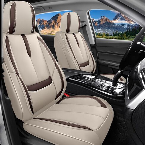 أغطية المقاعد الأمامية لسيارة Toyota RAV4 1999-2025، واقي مقعد السيارة من جلد البولي يوريثان، أغطية مقاعد الدلو، وسائد مقعد السيارة المقاومة للماء، ملحقات داخلية أنيقة للسيارات مع جيوب تخزين (أسود/بني، مقعدين) in Saudi Arabia