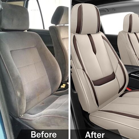 أغطية المقاعد الأمامية لسيارة Toyota RAV4 1999-2025، واقي مقعد السيارة من جلد البولي يوريثان، أغطية مقاعد الدلو، وسائد مقعد السيارة المقاومة للماء، ملحقات داخلية أنيقة للسيارات مع جيوب تخزين (أسود/بني، مقعدين) in Saudi Arabia