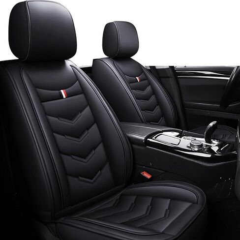 أغطية مقاعد السيارة مناسبة لسيارة Nissan Frontier 2000-2025، أغطية مقاعد جلدية للسيارة، واقي مقعد سيارة متين مقاوم للماء وغير قابل للانزلاق (مقعدان، أسود وأحمر) in Kuwait
