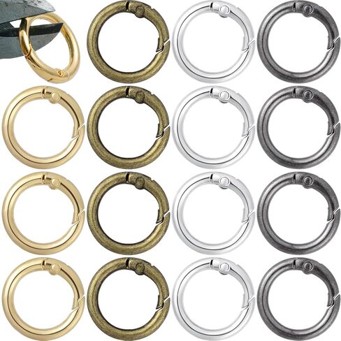 16pcs Spring O Ring Clips, 4 Colors 0.92in Mini Circle Carabiner Clips, Metal Round Spring Snap Keychain Rings for Keys, Crafts, Handbags in Kuwait