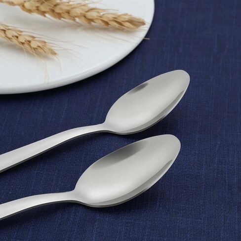 مجموعة ملاعق العشاء مكونة من 36 قطعة، ملاعق فضية من الفولاذ المقاوم للصدأ مقاس 6.7 بوصة، ملاعق حلوى متينة، ملعقة طاولة تستخدم للمنزل والمطبخ والمطعم - مرآة مصقولة، آمنة للاستخدام في غسالة الأطباق in Kuwait