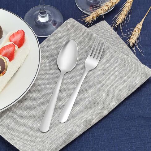 مجموعة ملاعق العشاء مكونة من 36 قطعة، ملاعق فضية من الفولاذ المقاوم للصدأ مقاس 6.7 بوصة، ملاعق حلوى متينة، ملعقة طاولة تستخدم للمنزل والمطبخ والمطعم - مرآة مصقولة، آمنة للاستخدام في غسالة الأطباق in Kuwait