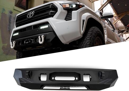 DV8 Centric Front Bumper for 2024 Toyota Tacoma | One 20-Inch Single Row Light Bar & Two 3-Inch Pod Light Mounts | Integrated Standard Winch & D-Ring Mounts | Micro-Texture Black Powder Coat Finish in Saudi Arabia